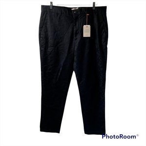 Club Monaco Womens Black Floral Connor Modern Slim Fit Chino Pants Sz 36/32 NWT